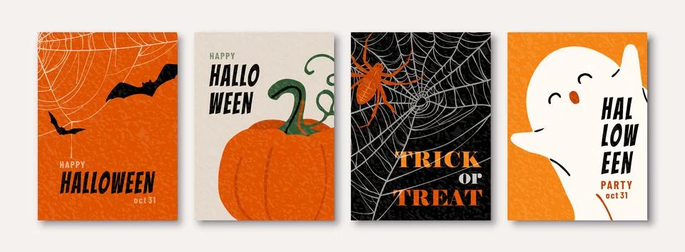 Halloween set vector background. Trendy modern illustration with pumpkins, .. Stock Illustration