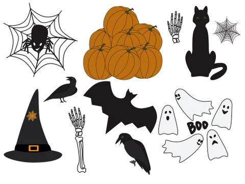 Halloween Set vector illustrations on a white background Stock Illustration