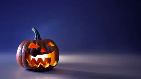 Halloween short illustrated spooky banner with pumpkins, ghosts, skeletons,.. Stock Footage 252211053