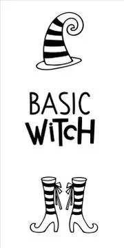 Halloween sign. Basic witch lettering. Vertical Front Porch Sign. Black-and イラスト素材