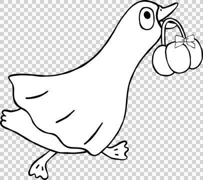 Halloween Silly Goose Ghost Sheet Cartoon Hand Drawn Outline doodle Stock Illustration