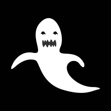 Halloween simple white ghost design on a black background. Ghost with abstrac Stock Illustration