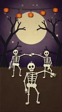 Halloween Skeleton Dance Stop Motion Background Image Illustrazione stock