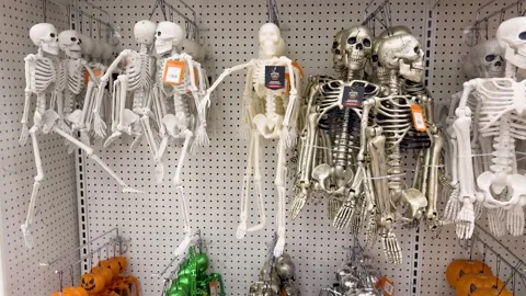 Halloween Skeleton Decorations in Store Stock Footage 318749345