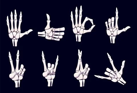 Halloween skeleton hand gestures, finger bones Stockillustratie