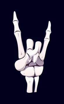 Halloween skeleton hand shows devil horns symbol Stock Illustration