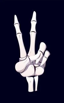 Halloween skeleton hand vector peace gesture Illustrazione stock