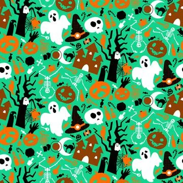 Halloween Skeleton Party Seamless Pattern Stock-Illustration