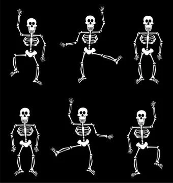 Halloween skeleton pattern. black background Illustrazione stock