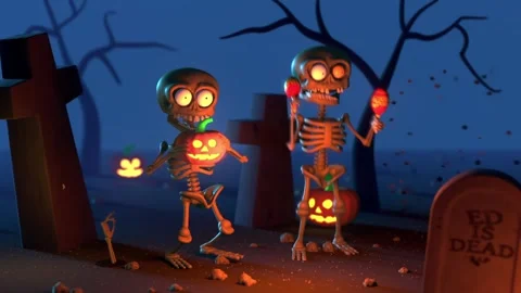HALLOWEEN skeletons dancing Stock-Footage 288939293