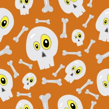 Halloween skull and crossbones on orange background Stock Illustration