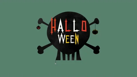 Halloween on skull with bones Stock Footage 204030368
