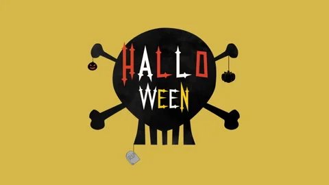 Halloween On Skull With Bones On Yellow Gradient Stock Footage 248063822