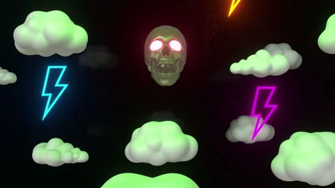 Halloween Skull Cloud Background Stock Footage 252074025