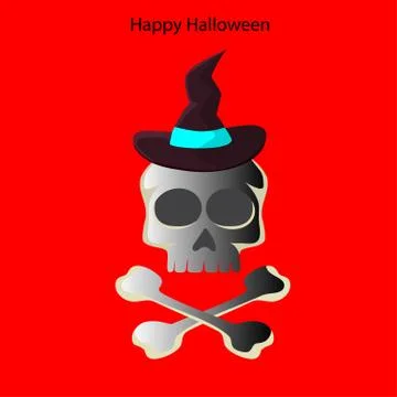 Halloween skull on a red background Stock Illustration