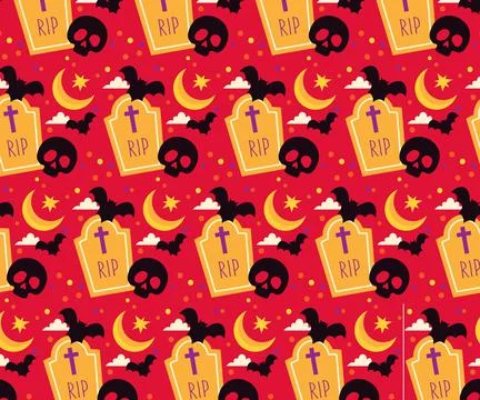 Halloween Skull Seamless Pattern Stock Illustration