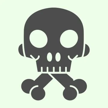 Halloween Skull solid icon. Human spooky death head with bones glyph style Stock Illustration