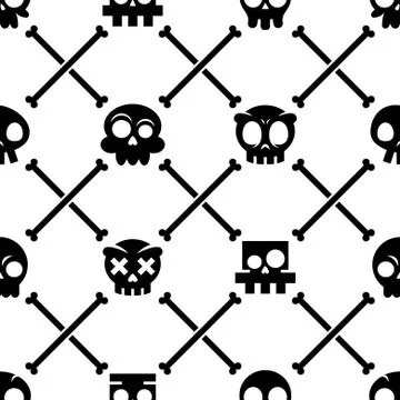 Halloween skull vector seamless pattern Stock Illustration