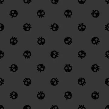 Halloween skulls vector pattern. Cartoon style. Kawaii. Trick or treat. Stock Illustration