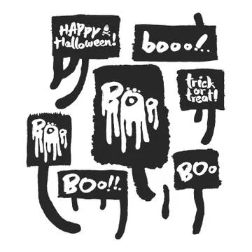 Halloween Slogans in Speechbubbles Stock Illustration