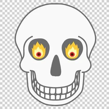 Halloween smiling skull, fire devil eyes Stock Illustration