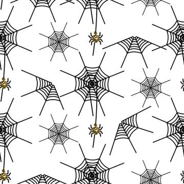 Halloween spider net vector pattern Stock Illustration