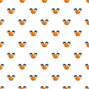 Halloween spider orange pattern seamless background design Illustrazione stock