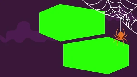 Halloween spider web and clouds with green screen boxes. Stock Footage 318171575