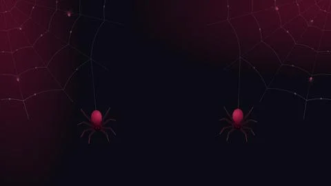 Halloween Spider Web Background with Red Spiders Stock Illustration