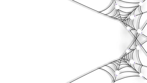 Halloween Spider Web Corner Frame Animation Loop Background Overlay. Stock Footage 345195438