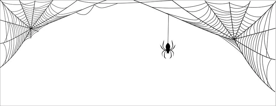 Halloween Spider Web Corner Frames and Decorative Elements Vector Stock Illustration