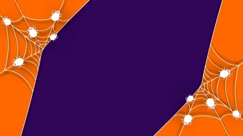 Halloween Spider Web Orange And Purple Frame Background Animation Loop. Video stock 345195857