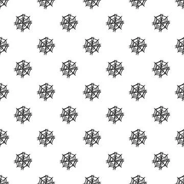 Halloween spider web seamless doodle pattern black Stock Illustration
