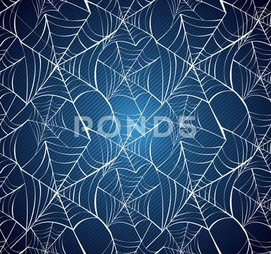 Halloween spider web seamless pattern blue background eps10 file. Stock Illustration