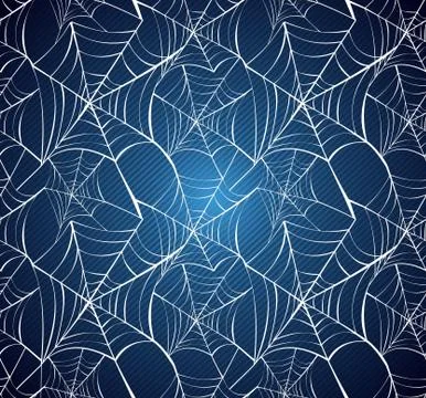 Halloween spider web seamless pattern blue background eps10 file. Stock Illustration