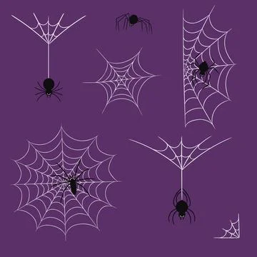 Halloween Spider Web  Vector Collection Stock Illustration
