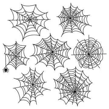Halloween spider web vector set. Cobweb decoration elements isolated Stock Illustration