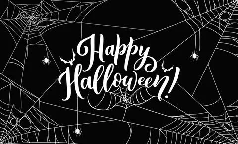 Halloween spiders and cobweb vector holiday banner Stock Illustration
