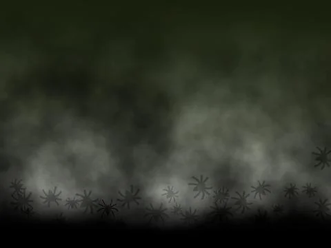 Halloween spiders on dark cloudy background Stock Illustration
