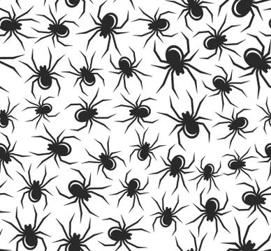 Halloween Spiders Seamless Pattern. Vector 库存插图