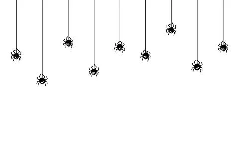 Halloween spiders on web border, vector background Illustrazione stock