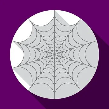 Halloween spiderweb flat icon with long shadow. Stock Illustration