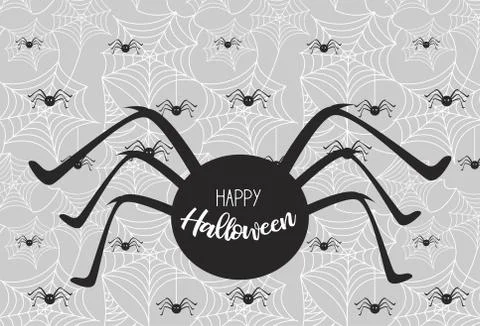 Halloween spiderweb vector background with spiders, copy space. happy halloween Stock Illustration