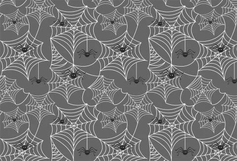 Halloween spiderweb vector background with spiders, copy space. happy halloween Stock Illustration