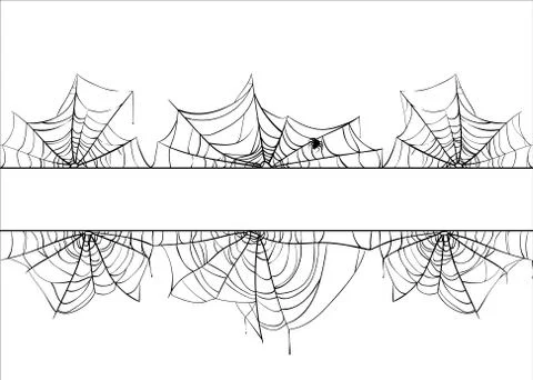 Halloween spiderweb vector border. Cobweb frame background isolated on white Stock Illustration