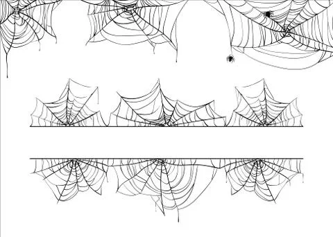Halloween spiderweb vector border. Cobweb corner frame background isolated on Stock Illustration