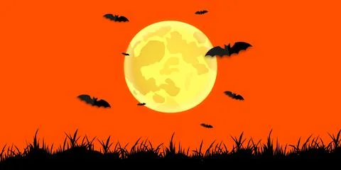 Halloween spooky background with flying bats. Vector illustration. イラスト素材