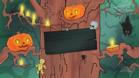 Halloween Spooky Background with Text Frame, Looped 2D Animation Stock Footage 344584763