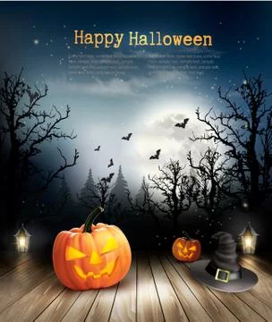 Halloween spooky background. Vector Stock Illustration