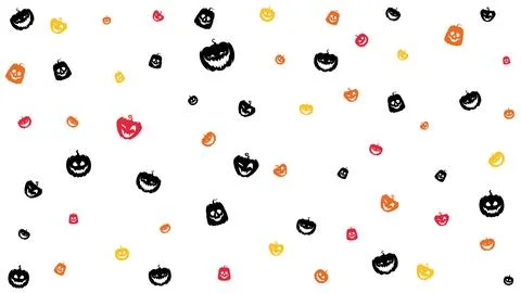 Halloween spooky carved pumpkins pattern on white background Stock Illustration